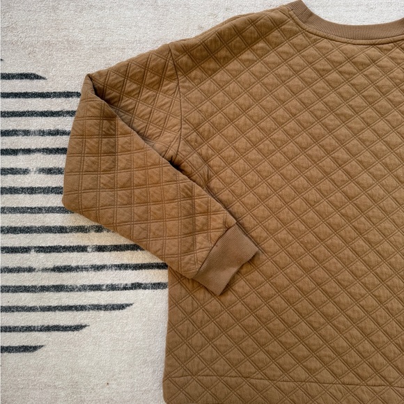 Quilted Diamond Pullover Sweatshirt JOYSPUN Brown S Soft Luxe Lounge cottagecore - Picture 9 of 11